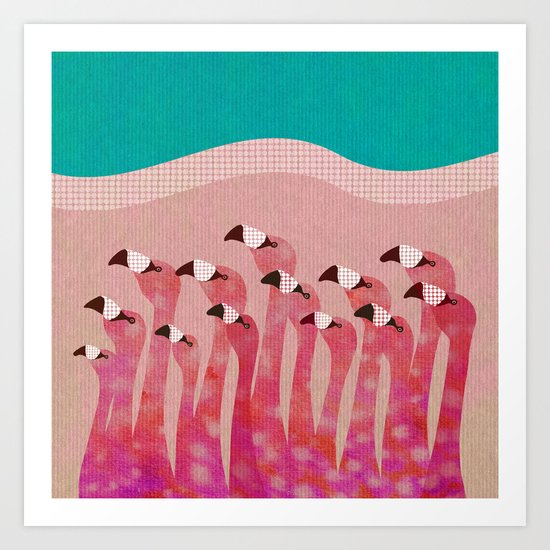 Flamingos Art Print