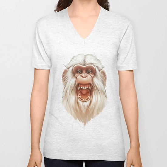 The White Angry Monkey Unisex V-Neck