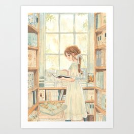 Book Store in the Rain Art Print