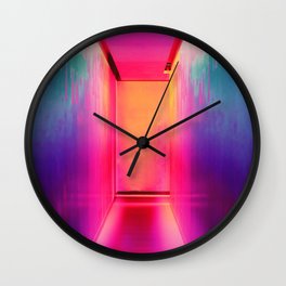 Neon Hallway (Color) Wall Clock