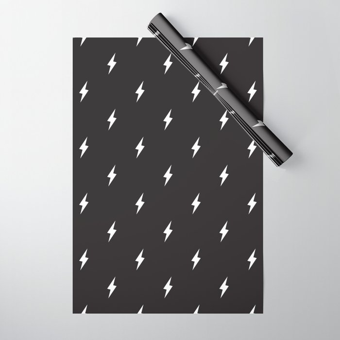 Lightning Bolt Pattern Black & White Wrapping Paper