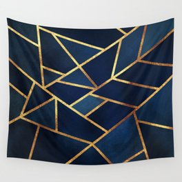 Navy Gold Stone Geometric Wall Tapestry