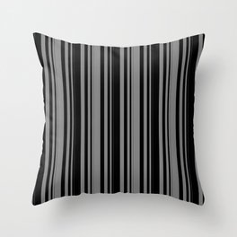 [ Thumbnail: Black & Grey Colored Stripes Pattern Throw Pillow ]