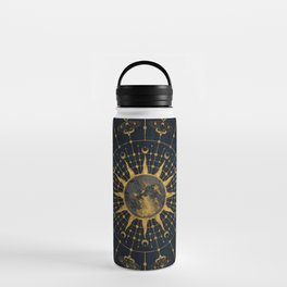 Steampunk Zodiac with Sun and Moon (Blue) Water Bottle