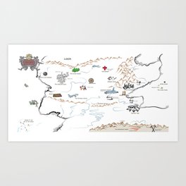 Fillory Map (with hand writing) Art Print