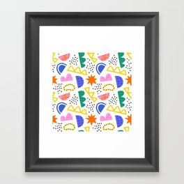 Abstract shape seamless pattern with colorful geometric doodles Framed Art Print