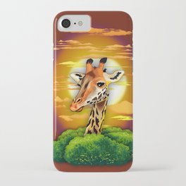 Giraffe on Wild African Savanna Sunset iPhone Case