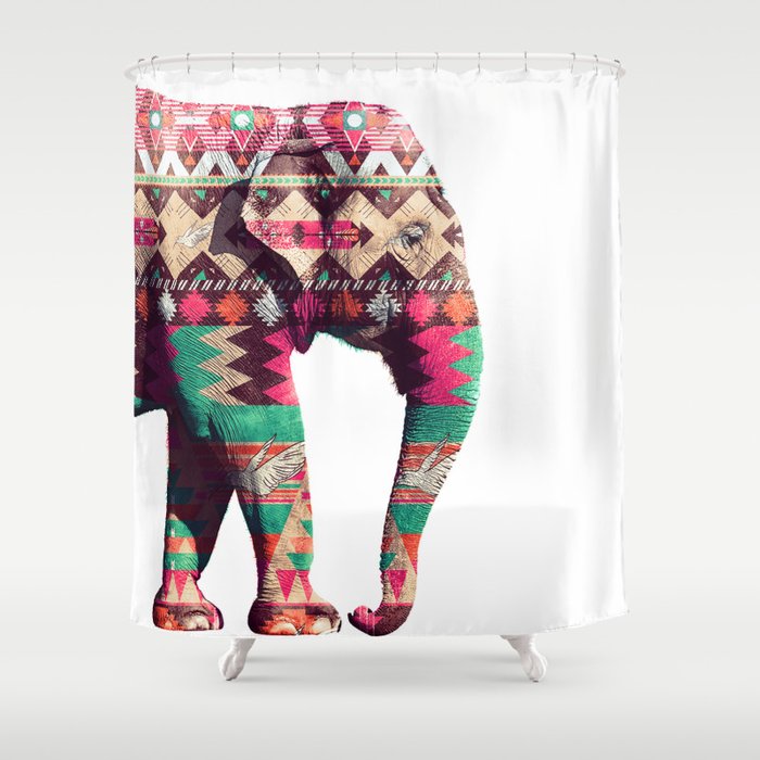 Whimsical Aztec Elephant Pink Turquoise Geometric Shower