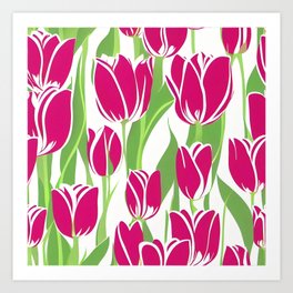 hand drawn tulips Art Print