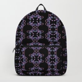 Violet square flowers on black Backpack | Dense, Graphicdesign, Digital, Purple, Glamur, Finepattern, Lilac, Repeatablepattern, Black, Acrylic 