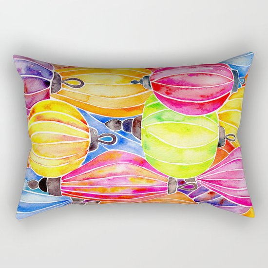 Vietnamese Rainbow Lanterns Rectangular Pillow