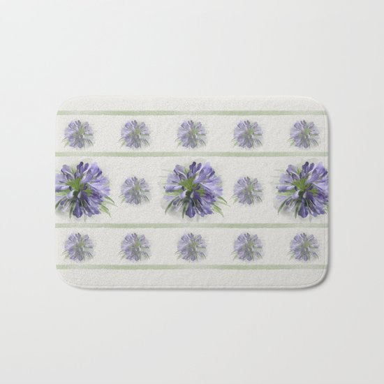 Blue purple flowers Bath Mat