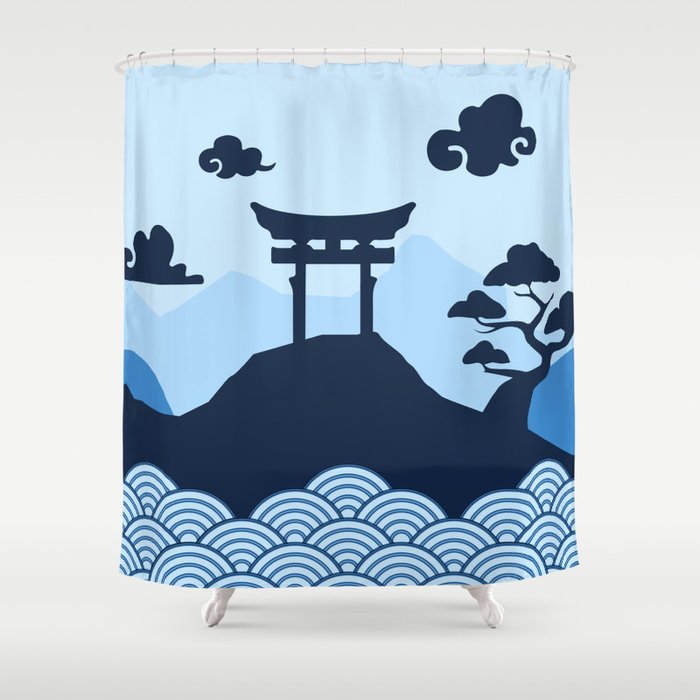Japanese landscape silhouette Shower Curtain