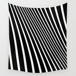Wavy Black And White Op-Art Optical Illusion Lines Retro Graphic Wall Tapestry