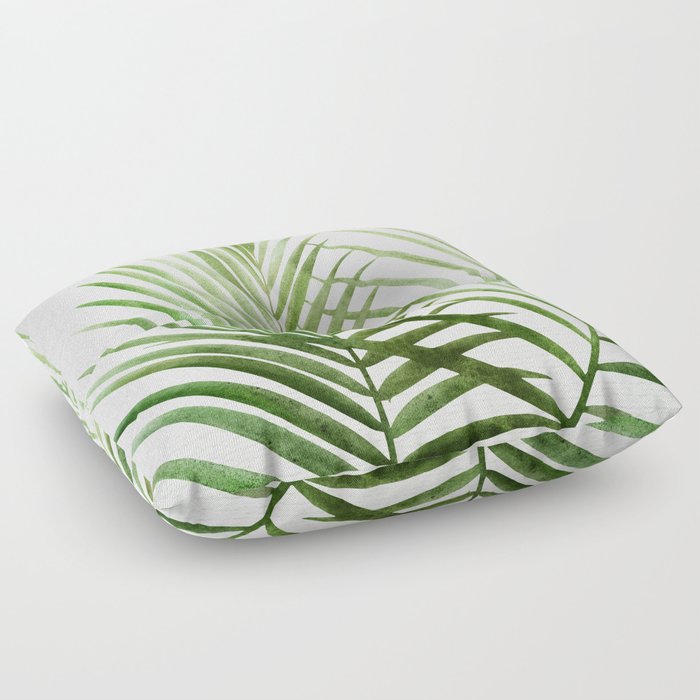 Fresh Palm Fronds Watercolor Floor Pillow