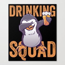 Dabbing Penguin Drinking Squad Canvas Print