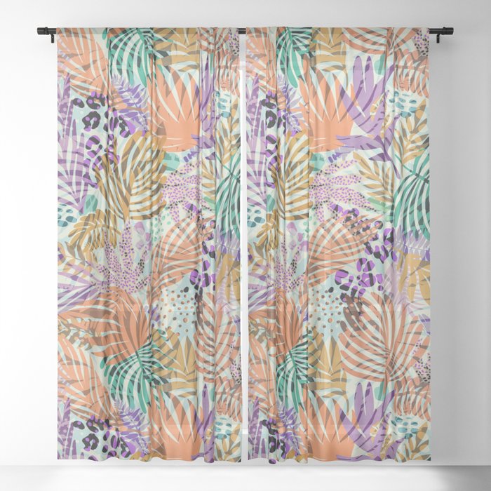 Exotic modern jungle G Sheer Curtain