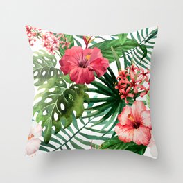 FLOWERS WATERCOLOR 8 Throw Pillow