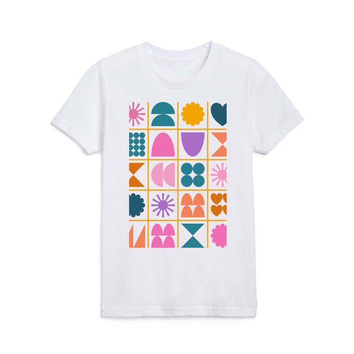 Colorful Grid of Shapes Kids T Shirt
