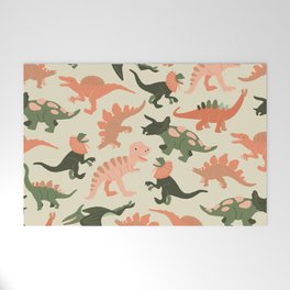 Happy Dinosaurs - Tangerine & Olive Welcome Mat