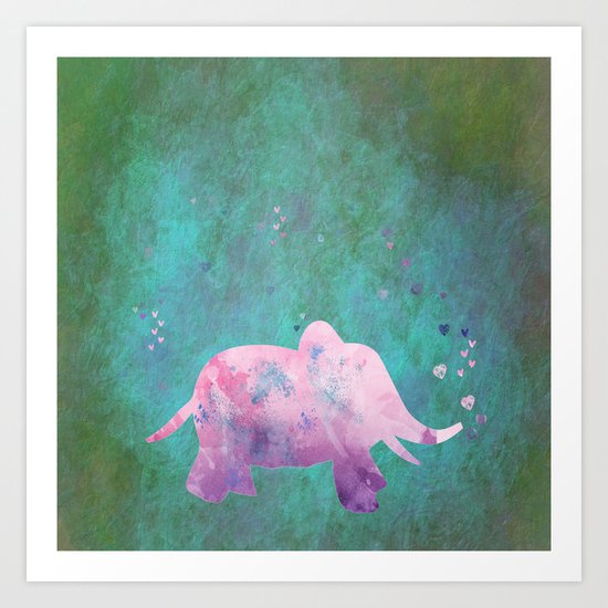 Love is in the air I- Animal Elephant on #Society6 Art Print