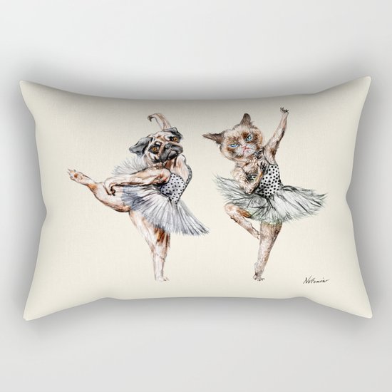 Hipster Ballerinas - Dog Cat Dancers Rectangular Pillow