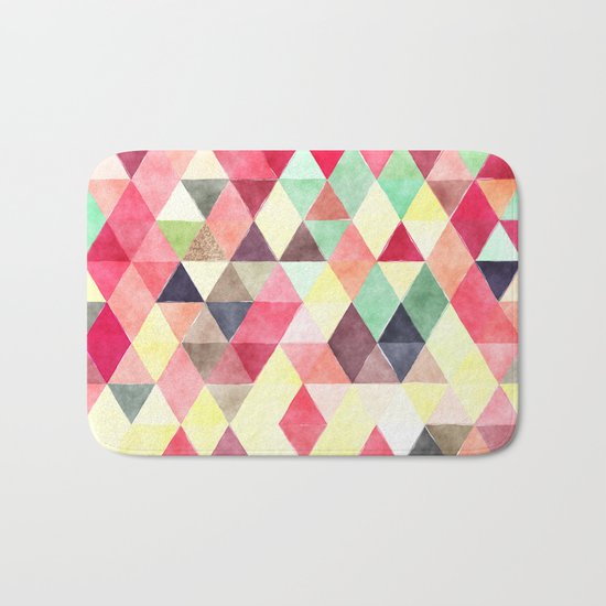 Retro Triangles Pattern 02 Bath Mat