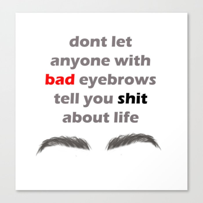 Don't let anyone with bad eyebrows tell you shit about life Canvas Print