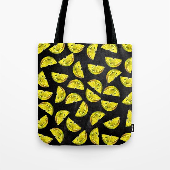 Lemon Slices Pattern Chalkboard Tote Bag