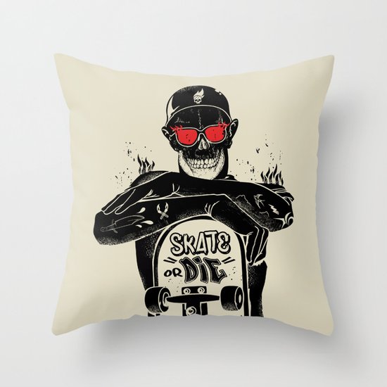 SKATE OR DIE Throw Pillow