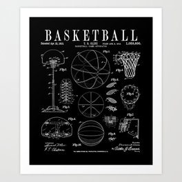 Basketball Old Vintage Patent Drawing Print Art Print