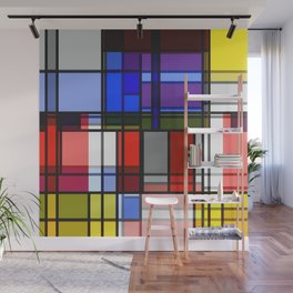 Manic Mondrian Style Retro Color Composition Wall Mural