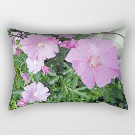 Pink Musk Mallow Bush in Bloom Rectangular Pillow