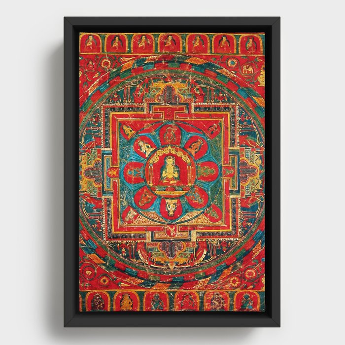 Vairocana Buddha Tibetan Buddhist Mandala Framed Canvas