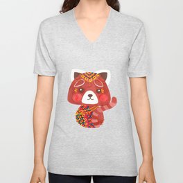Jessica The Cute Red Panda V Neck T Shirt