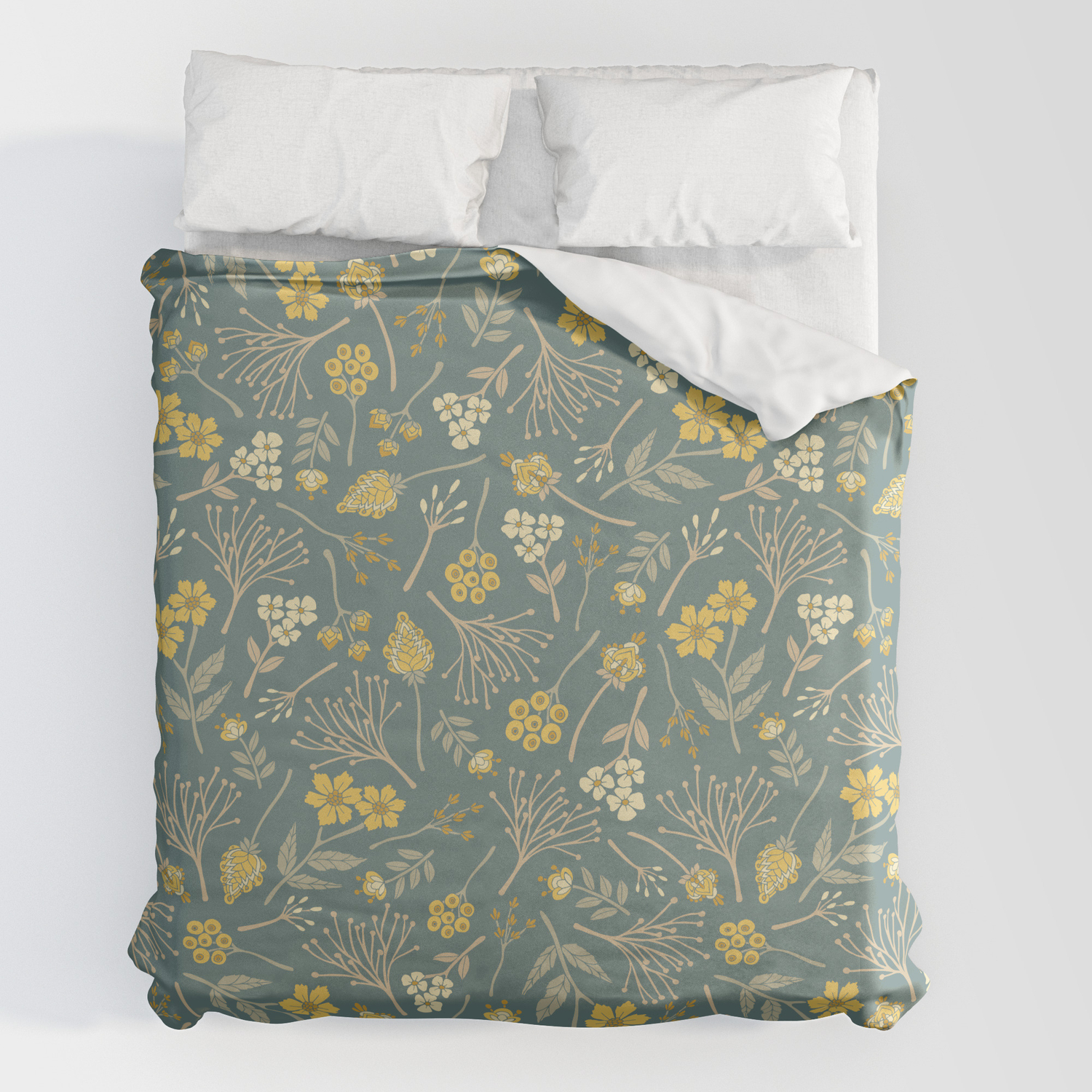 Blue & Yellow Elegant Floral Pattern by Beth Norton on Synthetic Standard Set Black White Pink Blue & Yellow Elegant Floral Pattern by Beth Norton on Synthetic Standard Set Black White Pink