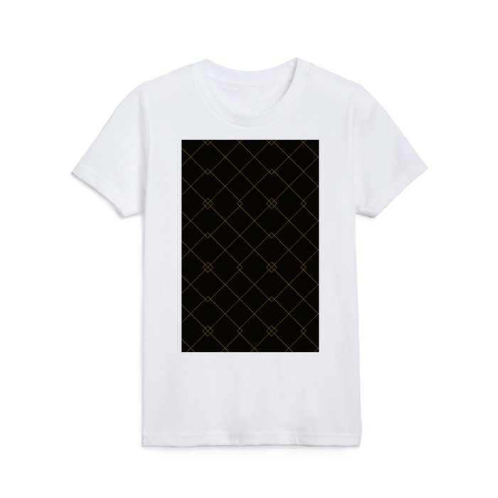 Trendy Black Gold Squares Collection Kids T Shirt