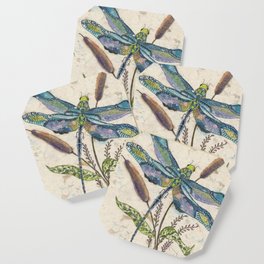 ""Dragonflies and Cattails" Coaster