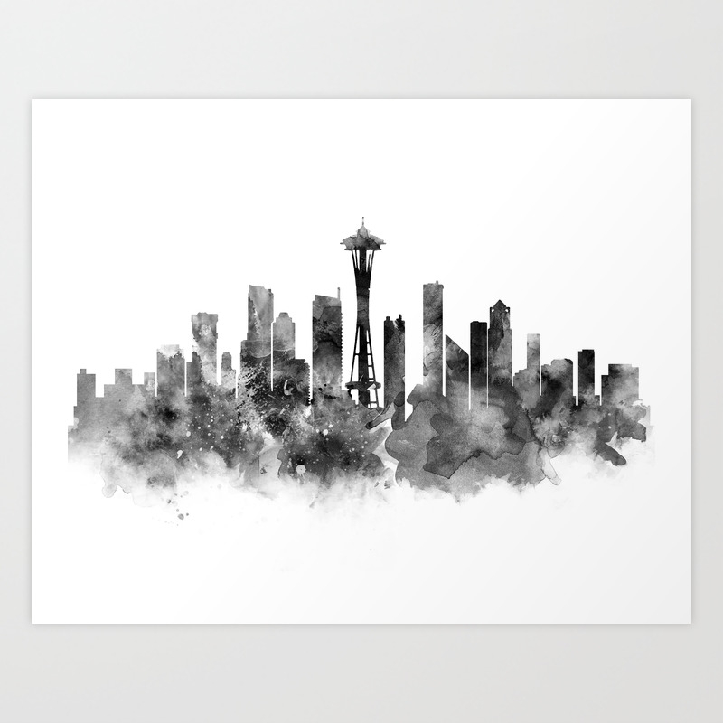 Seattle Black And White Art Print By Monn Society6