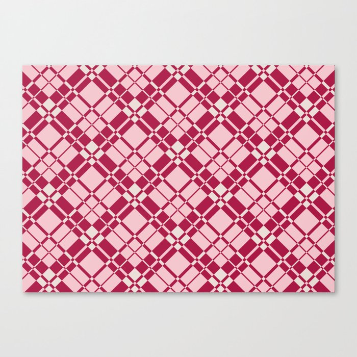 Red and pink gingham checked Canvas Print