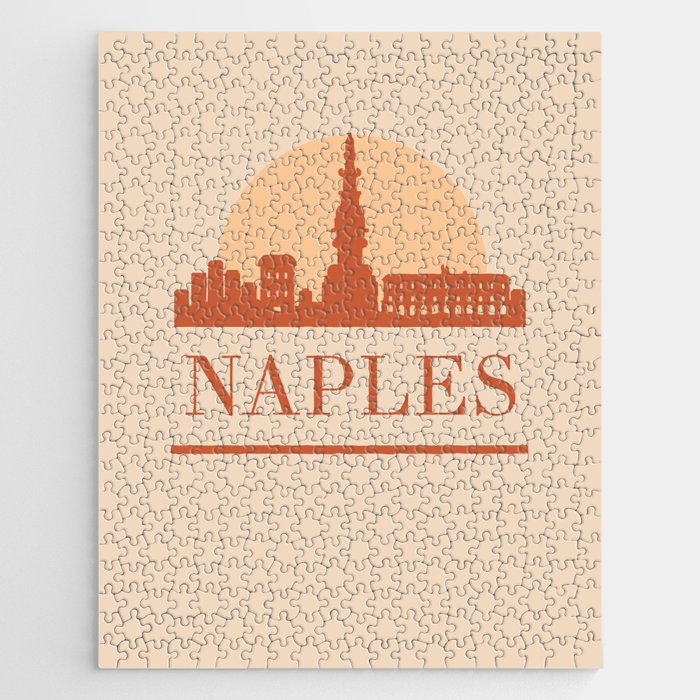 NAPLES ITALY CITY SKYLINE EARTH TONES Jigsaw Puzzle