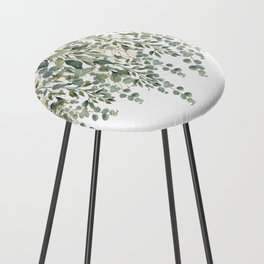 Gold And Green Eucalyptus Leaves Counter Stool