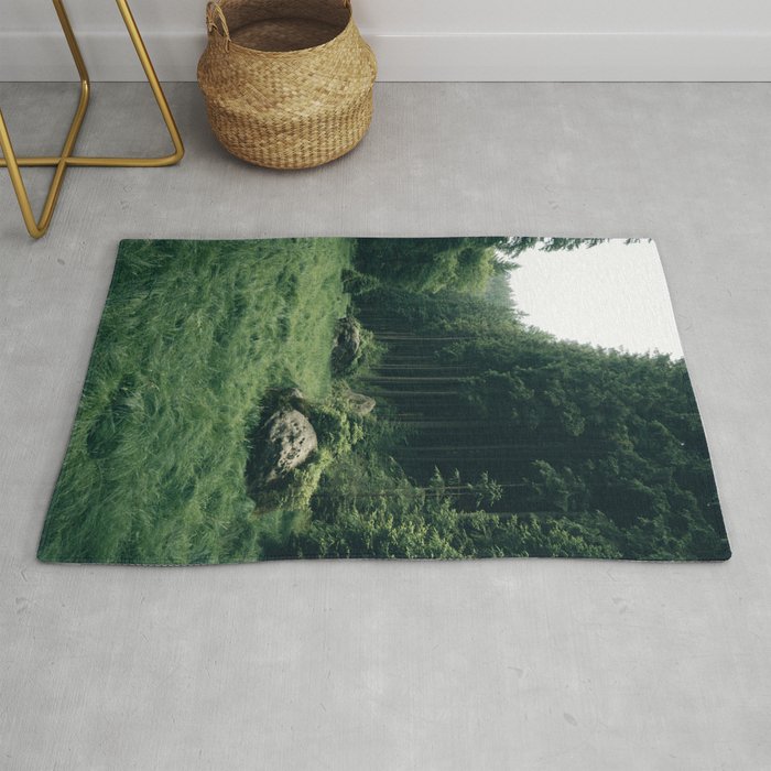 Meadow in a Forest Landscape Photography Rug