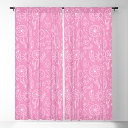 Pink And White Hand Drawn Boho Pattern Blackout Curtain