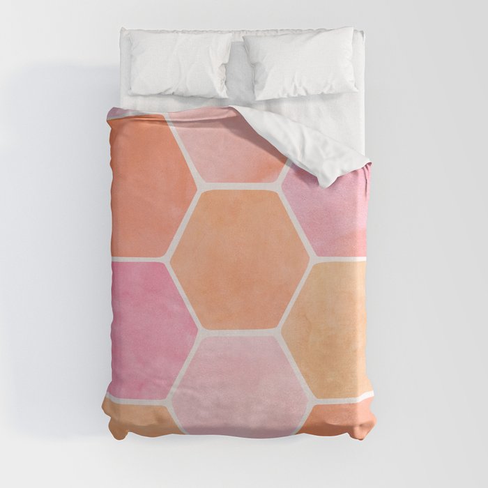 Pink and Orange Geometric Shapes Duvet Cover