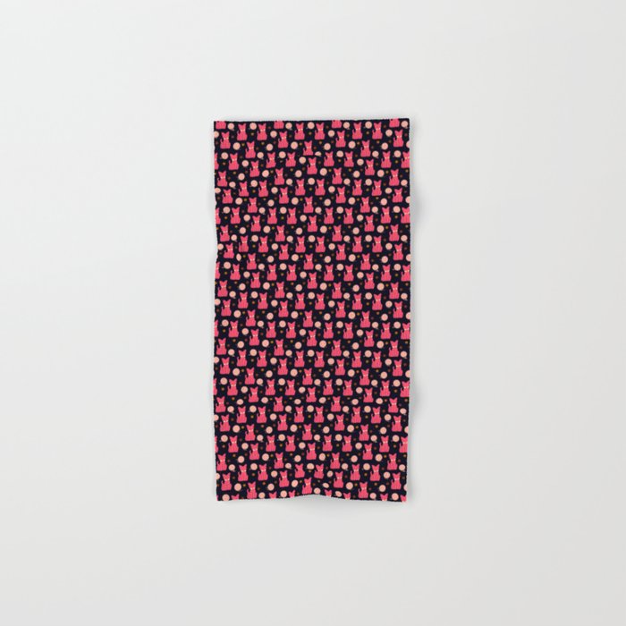 Cat Pattern Pink on Navy Hand & Bath Towel