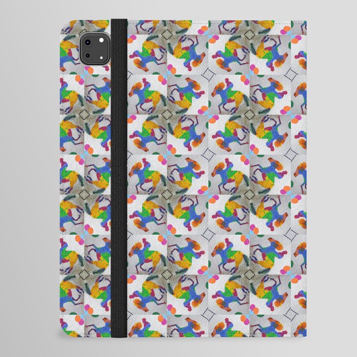  Colorful Rider and Horse Pop Y2K Pinwheel Pattern iPad Folio Case