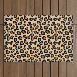 Leopard Print, Black, Brown, Rust and Tan Outdoor Rug