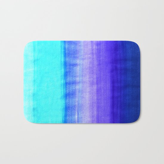 Ocean Horizon - cobalt blue, purple & mint watercolor abstract Bath Mat