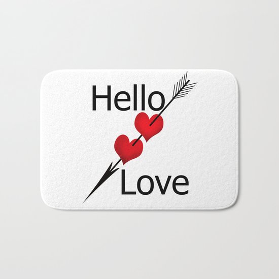 Hello love! White background . Bath Mat